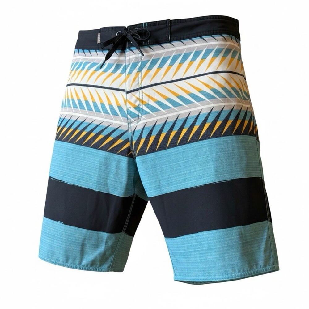 Vans Mens Boardshorts Sz 31 Swim Colorblock Geometric Aztec Stripe Retro Surf